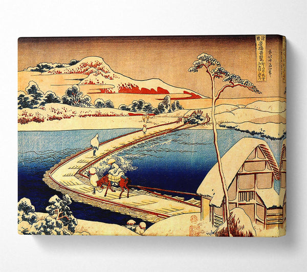  A Canvas Print of Hokusai The Swimming Bridge Of Sano Canvas Print