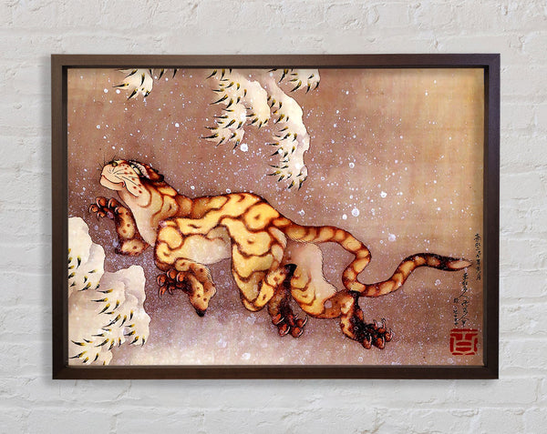 Hokusai Tiger In The Snow Framed Print