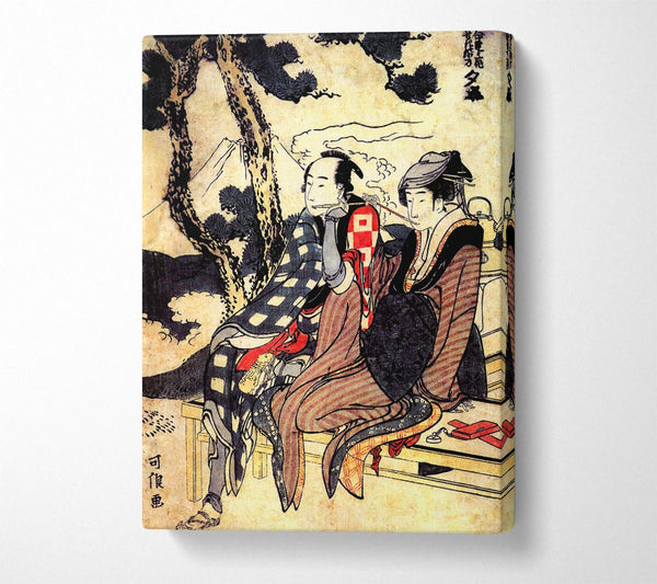  A Canvas Print of Hokusai Traveling Couple Canvas Art