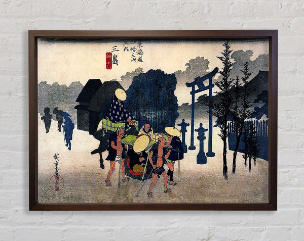 Hiroshige Travellers Passing A Shrine Framed Print