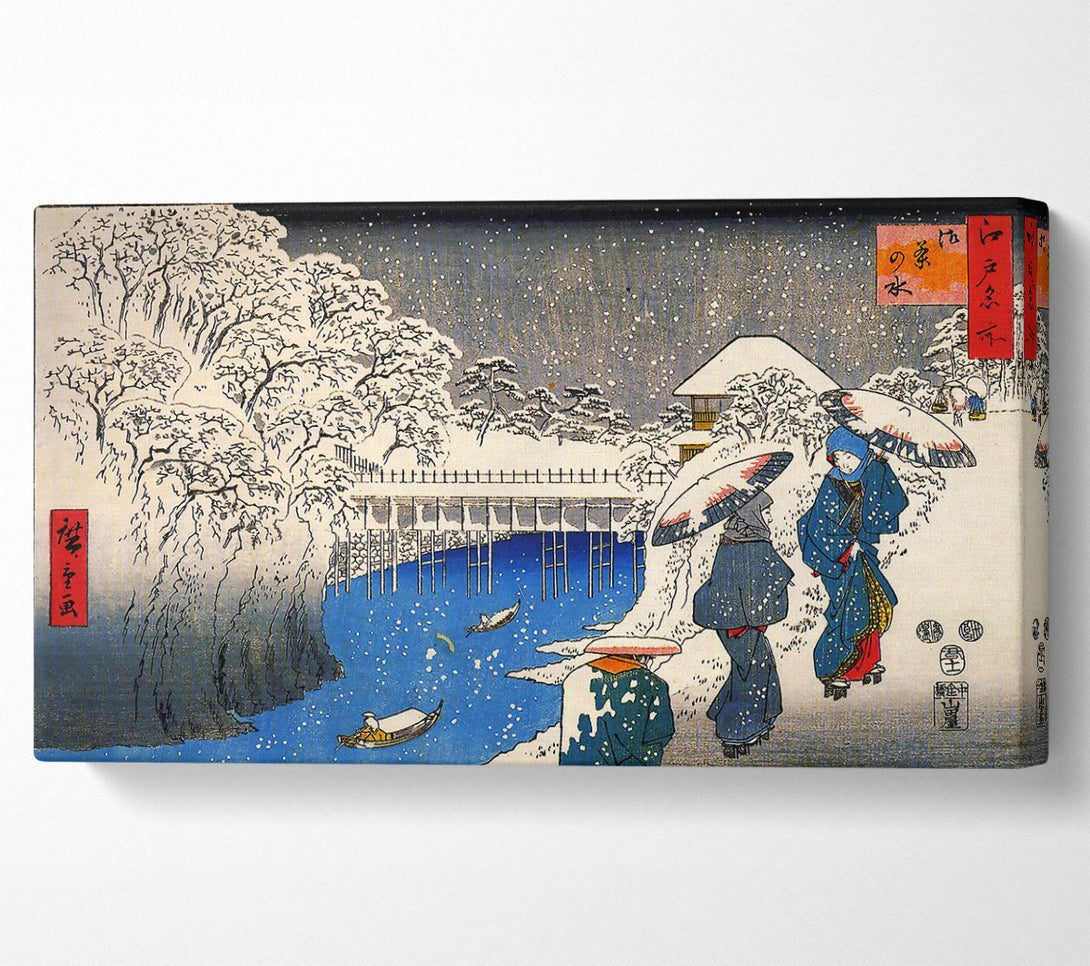  A Canvas Print of Hiroshige Two Ladies Conversing In The Snow Canvas Art