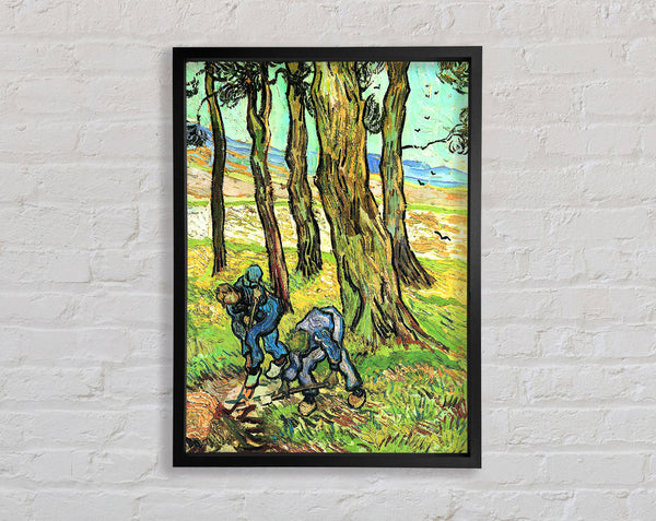Van Gogh Two Men In Digging Out A Tree Stump Framed Print