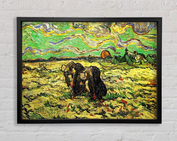 Van Gogh Two Peasant Women Digging In Field With Snow Framed Print