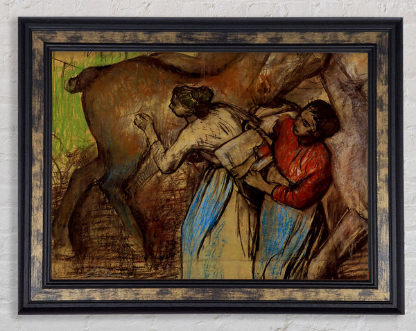 Degas Two Women Washing Horses Framed Print