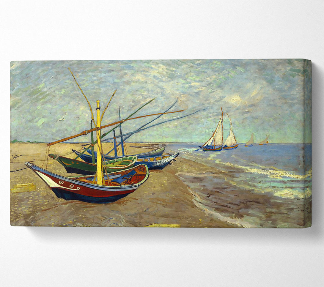  A Canvas Print of Van Gogh Fishing Boats At Sainte Marie Canvas Print