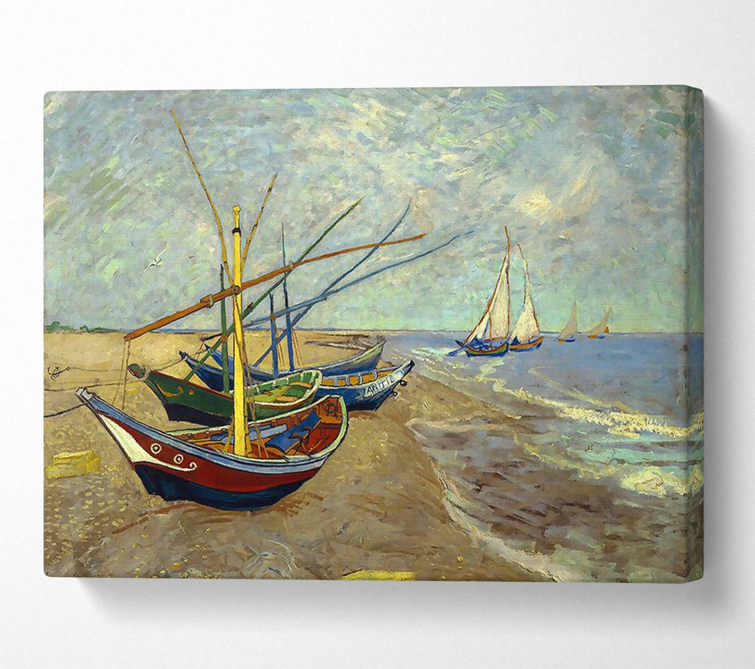  A Canvas Print of Van Gogh Fishing Boats At Sainte Marie Canvas Print