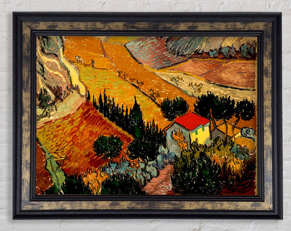 Van Gogh Landscape With House And Ploughman Framed Print