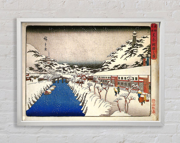 Hiroshige View Of A Canal In The Snow Framed Print