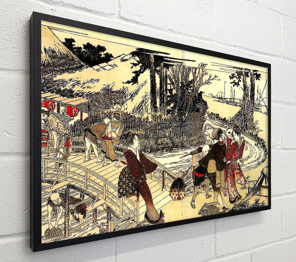 Hokusai Village Near A Bridge
