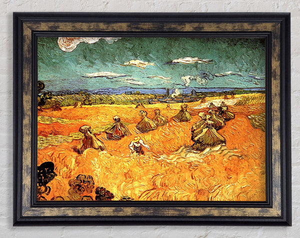 Van Gogh Wheat Stacks With Reaper Framed Print