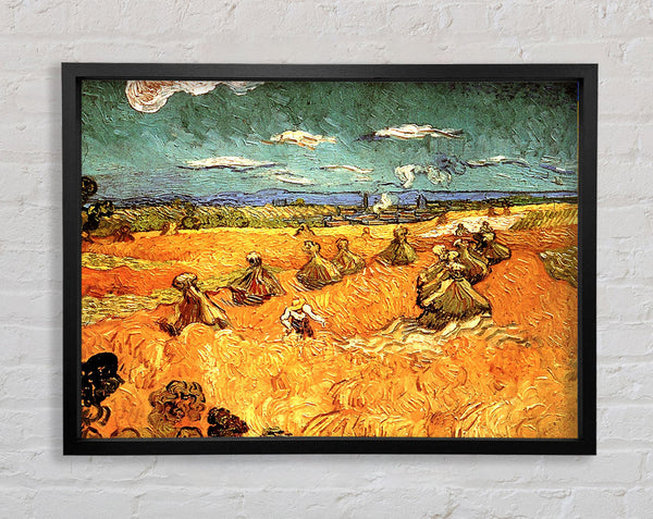 Van Gogh Wheat Stacks With Reaper Framed Print