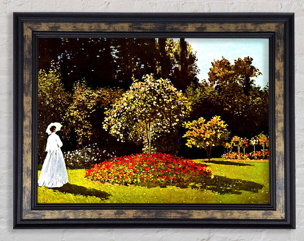 Monet Woman In The Park With Poppies Framed Print
