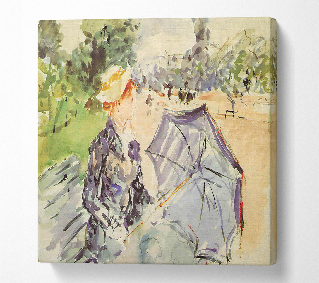  A Canvas Print of Morisot Woman With Parasol Sitting In The Park Canvas Wall Art
