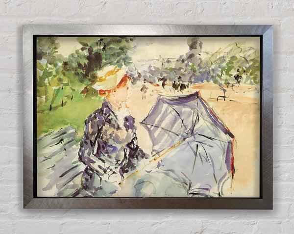 Morisot Woman With Parasol Sitting In The Park Framed Print