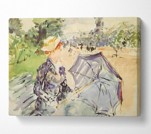  A Canvas Print of Morisot Woman With Parasol Sitting In The Park Canvas Wall Art