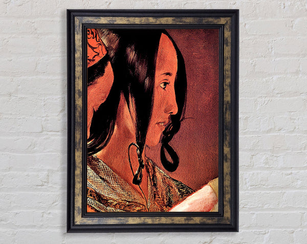 La Tour Womans Head In Profile Framed Print
