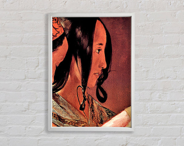 La Tour Womans Head In Profile Framed Print