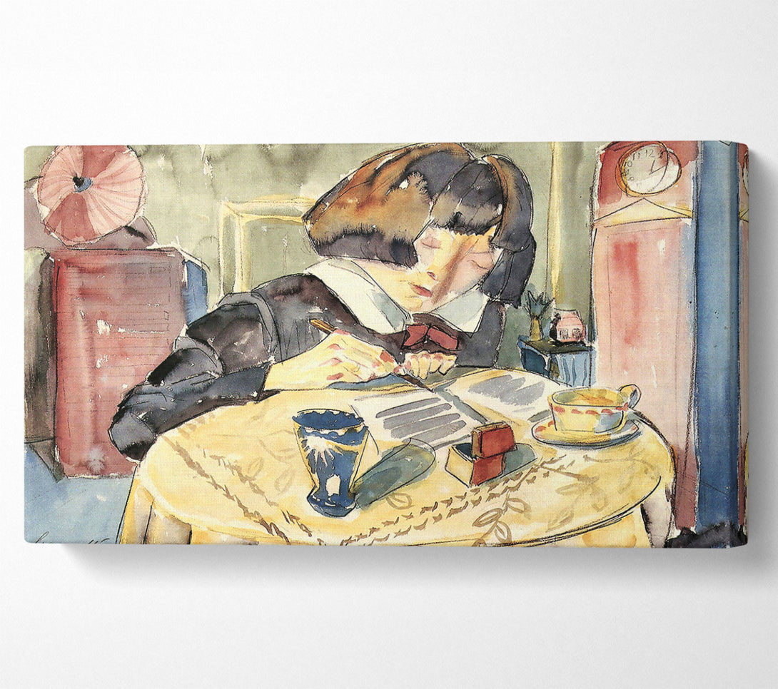  A Canvas Print of Walter Gramatte Writing Girl Sonia Gramatte Canvas Wall Art
