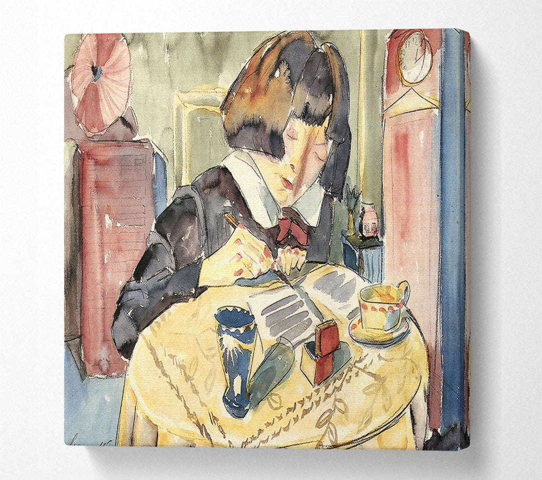  A Canvas Print of Walter Gramatte Writing Girl Sonia Gramatte Canvas Wall Art