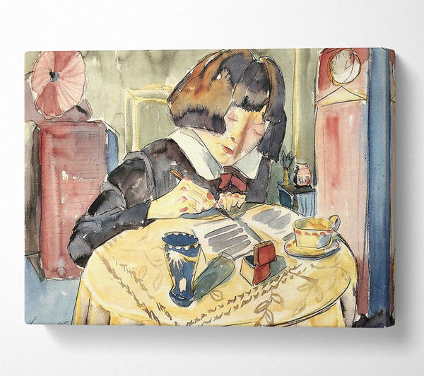  A Canvas Print of Walter Gramatte Writing Girl Sonia Gramatte Canvas Wall Art