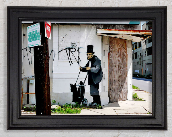 Banksy Abraham Lincoln Trolley Tramp Framed Print