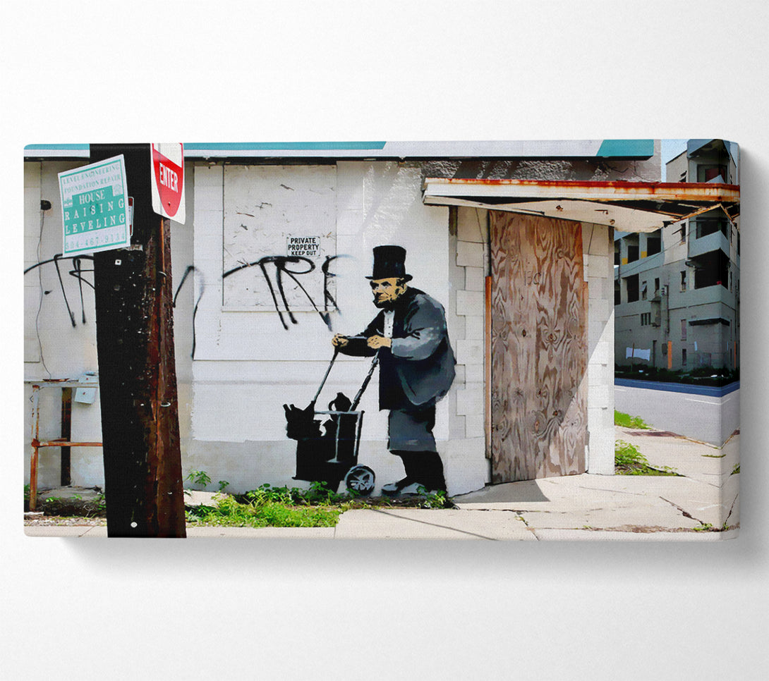  A Canvas Print of Banksy Abraham Lincoln Trolley Tramp Canvas Wall Art