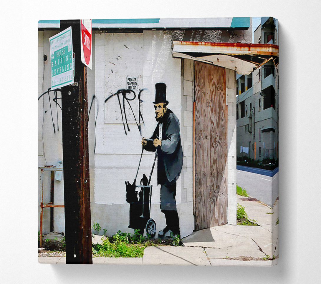  A Canvas Print of Banksy Abraham Lincoln Trolley Tramp Canvas Wall Art