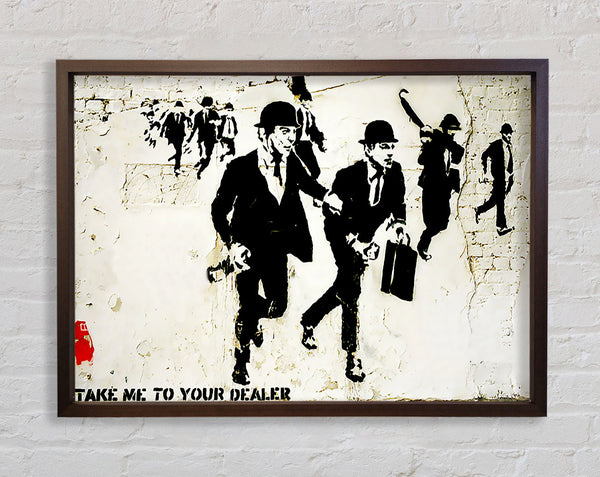 Banksy Bankers On The Run Framed Print