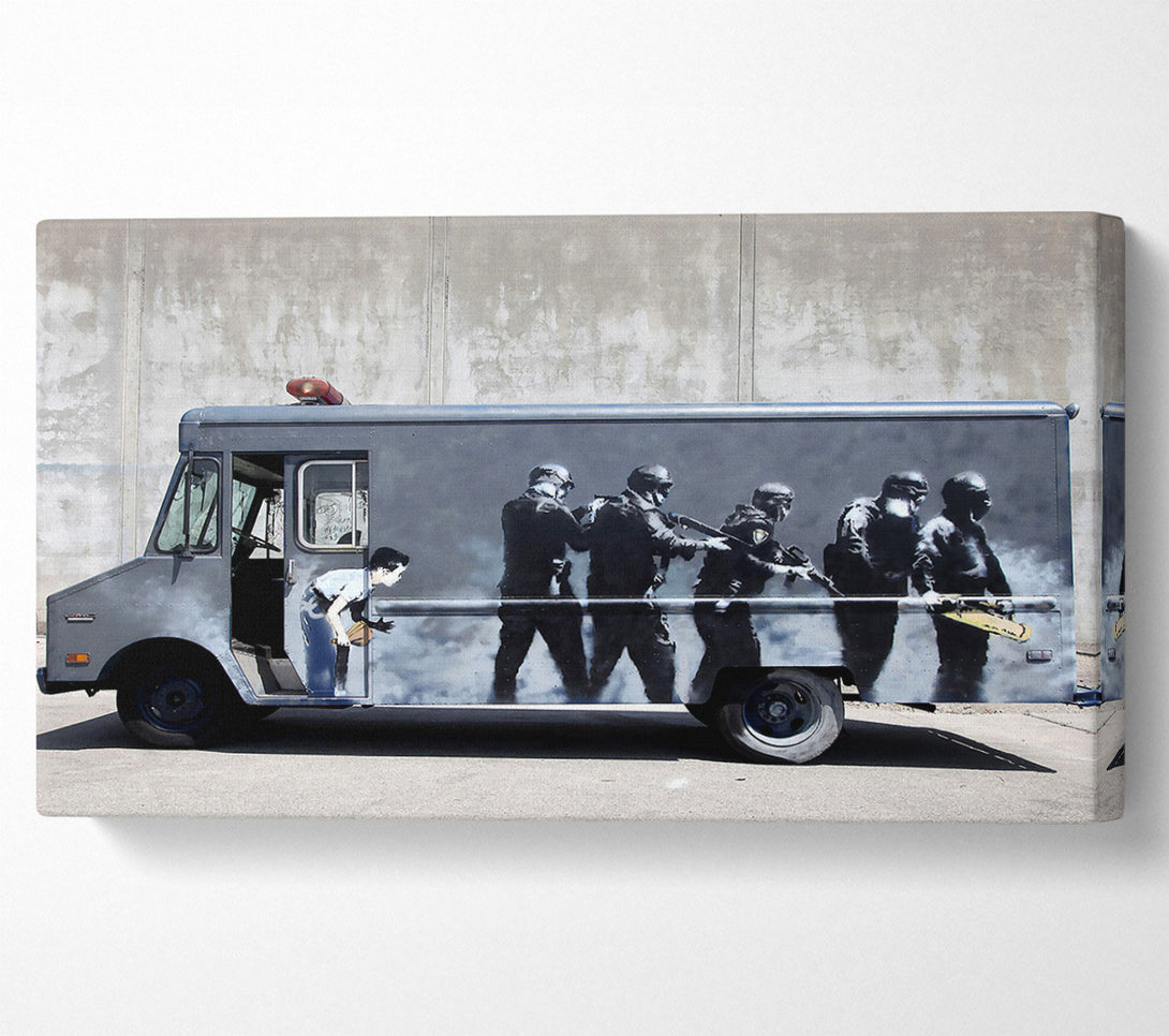  A Canvas Print of Banksy Swat Truck Canvas Print
