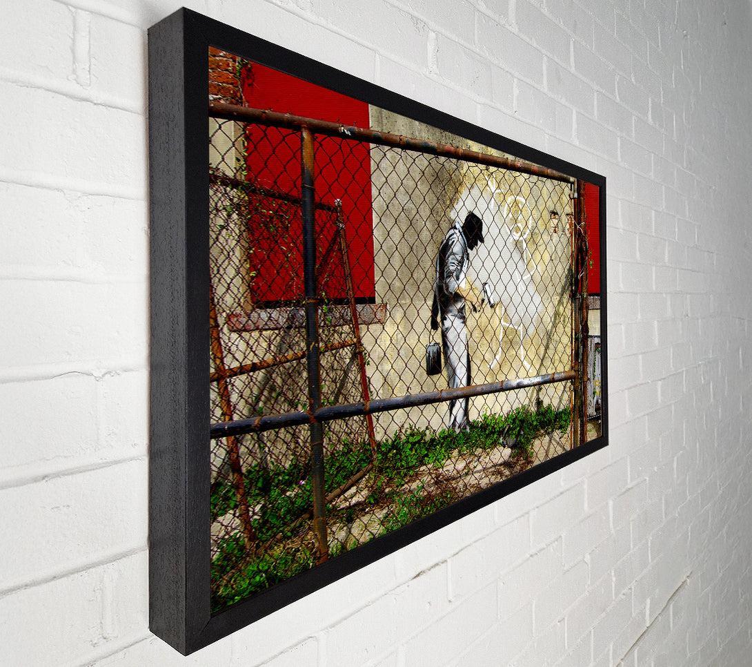  A Canvas Print of Banksy Behind The Fence Canvas Art