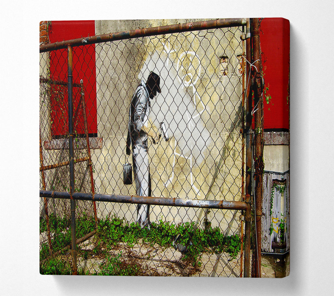  A Canvas Print of Banksy Behind The Fence Canvas Art