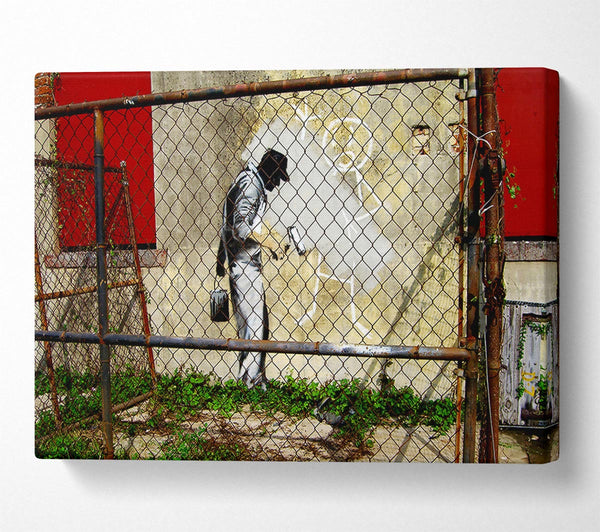  A Canvas Print of Banksy Behind The Fence Canvas Art