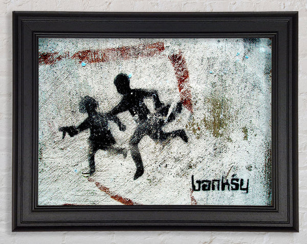 Banksy Beware Children With Guns Framed Print