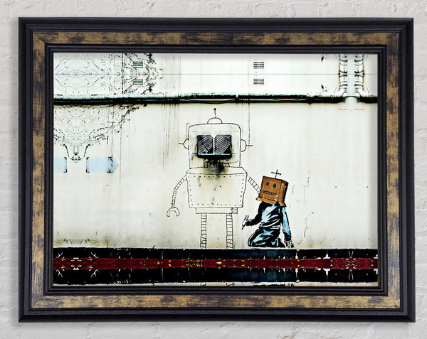 Box Head Robot Framed Print