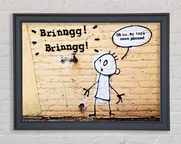 Banksy Brinngg Brinngg Framed Print