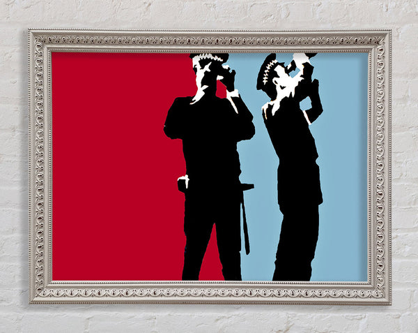 Banksy Constabulary Blue Red Framed Print