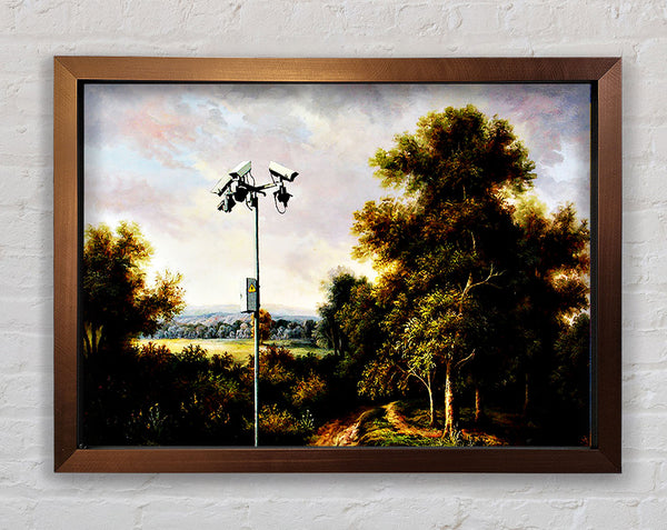 Banksy Countryside Cctv Framed Print