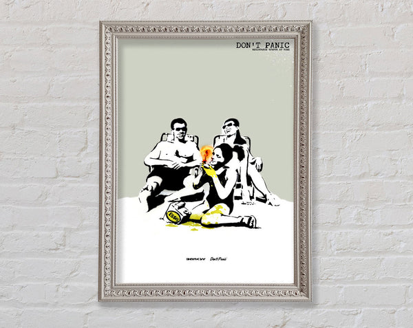Banksy Dont Panic Framed Print