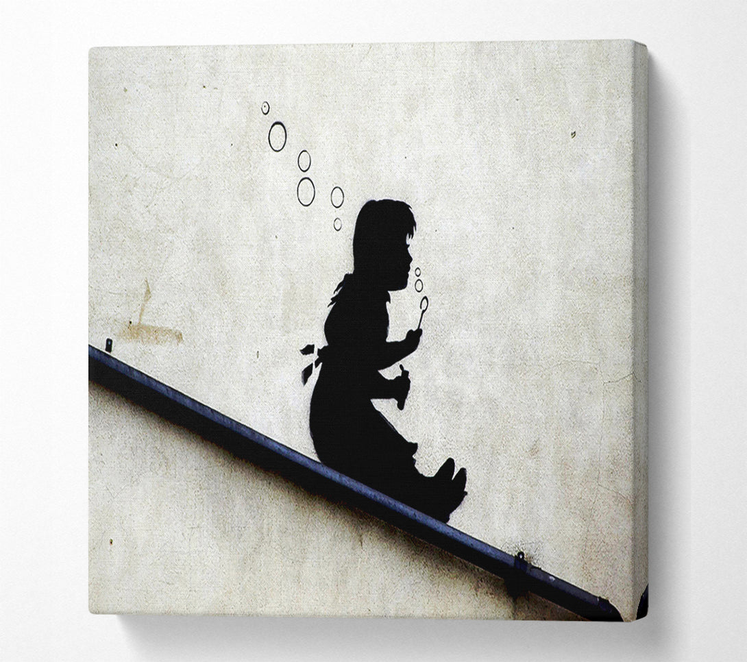  A Canvas Print of Banksy Drain Pipe Bubble Girl Canvas Art