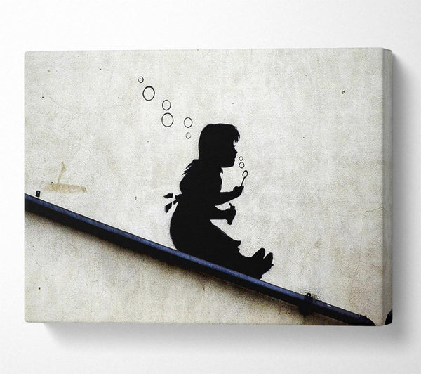  A Canvas Print of Banksy Drain Pipe Bubble Girl Canvas Art