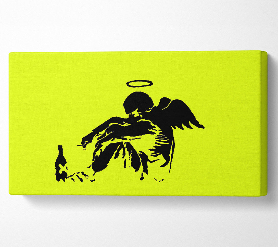  A Canvas Print of Banksy Fallen Angel Lime Canvas Art