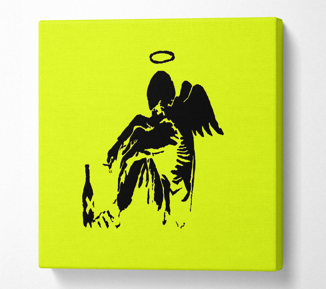  A Canvas Print of Banksy Fallen Angel Lime Canvas Art