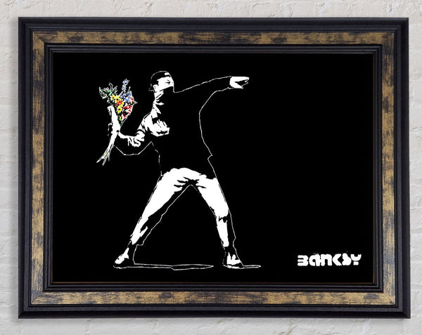 Flower Thrower Black Framed Print