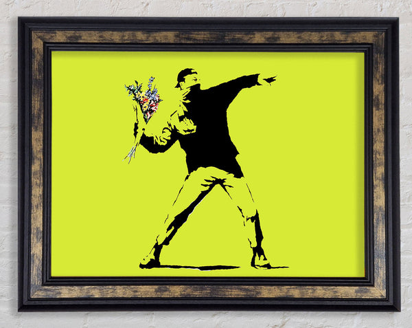 Flower Thrower Lime Green Framed Print