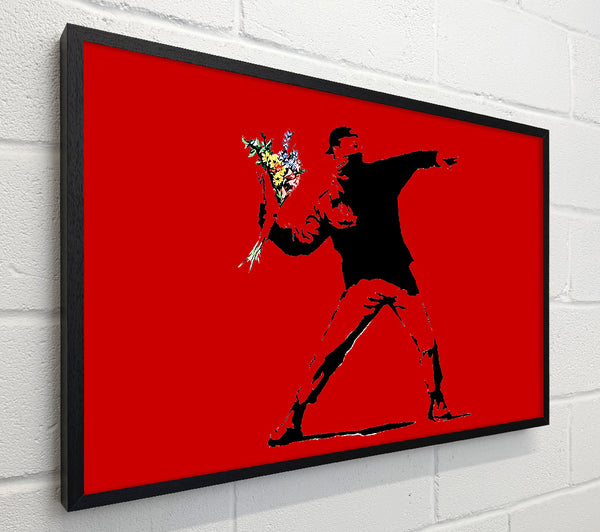 Banksy Flower Thrower Red