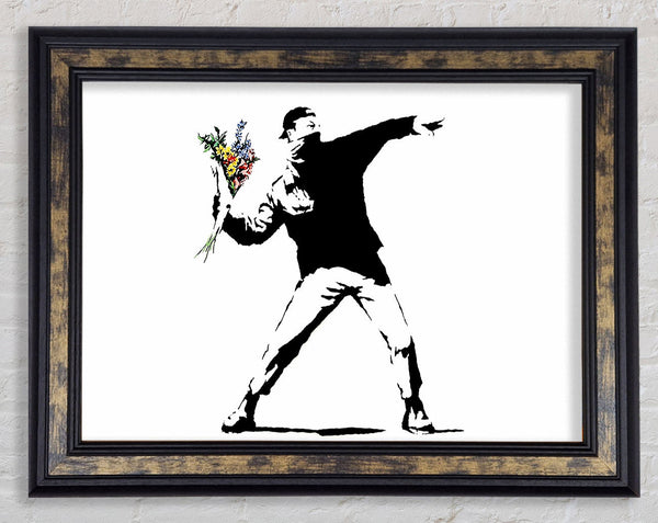 Flower Thrower White Framed Print