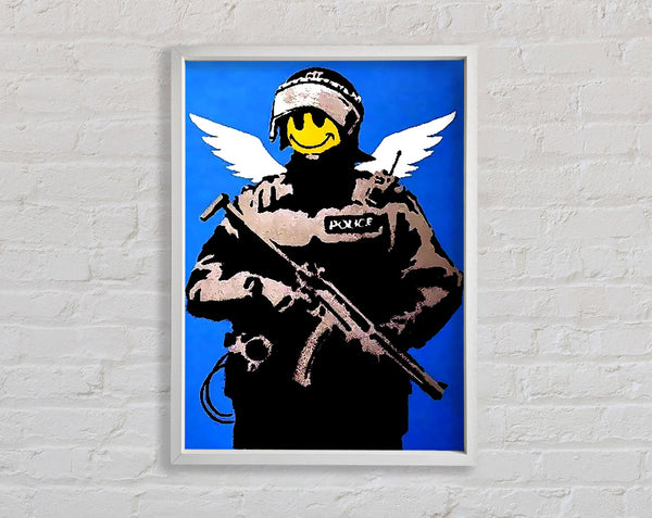 Banksy Flying Copper Framed Print