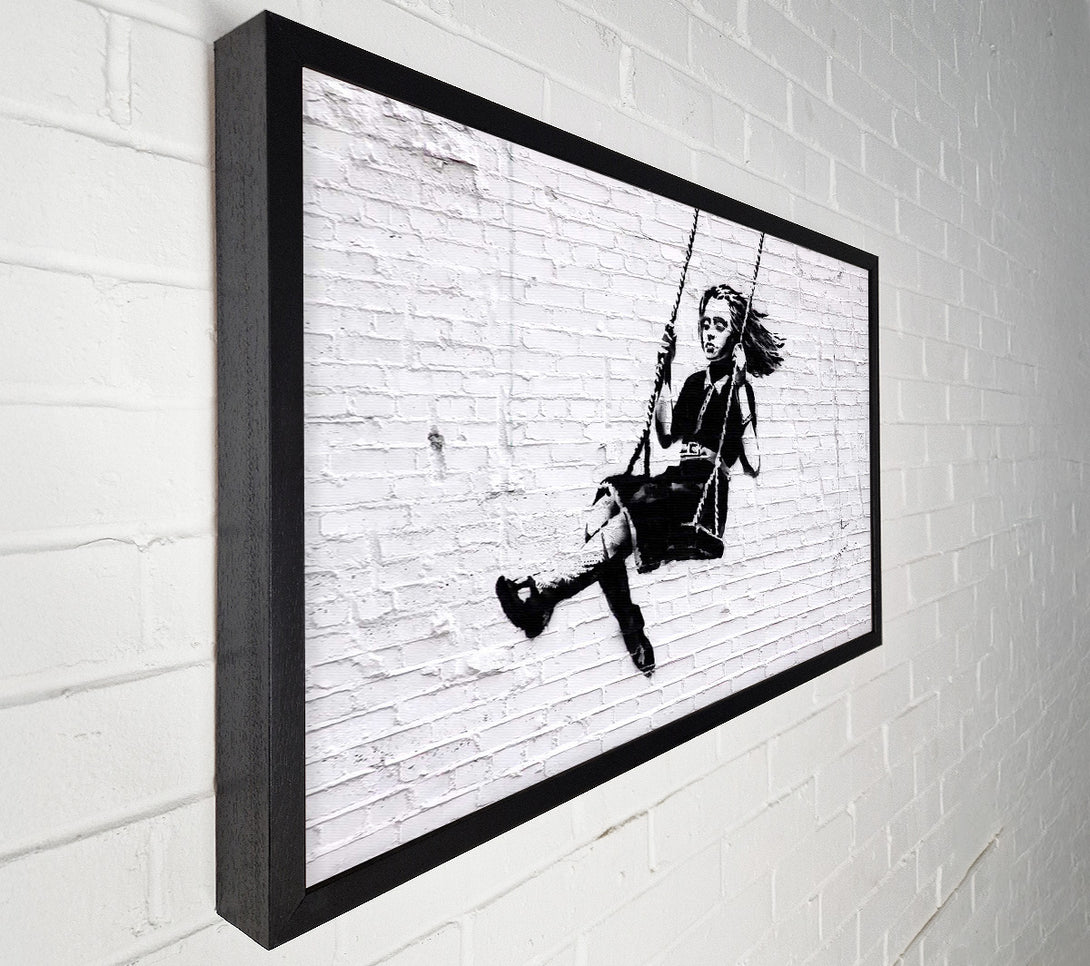  A Canvas Print of Banksy Girl On Swing Canvas Art