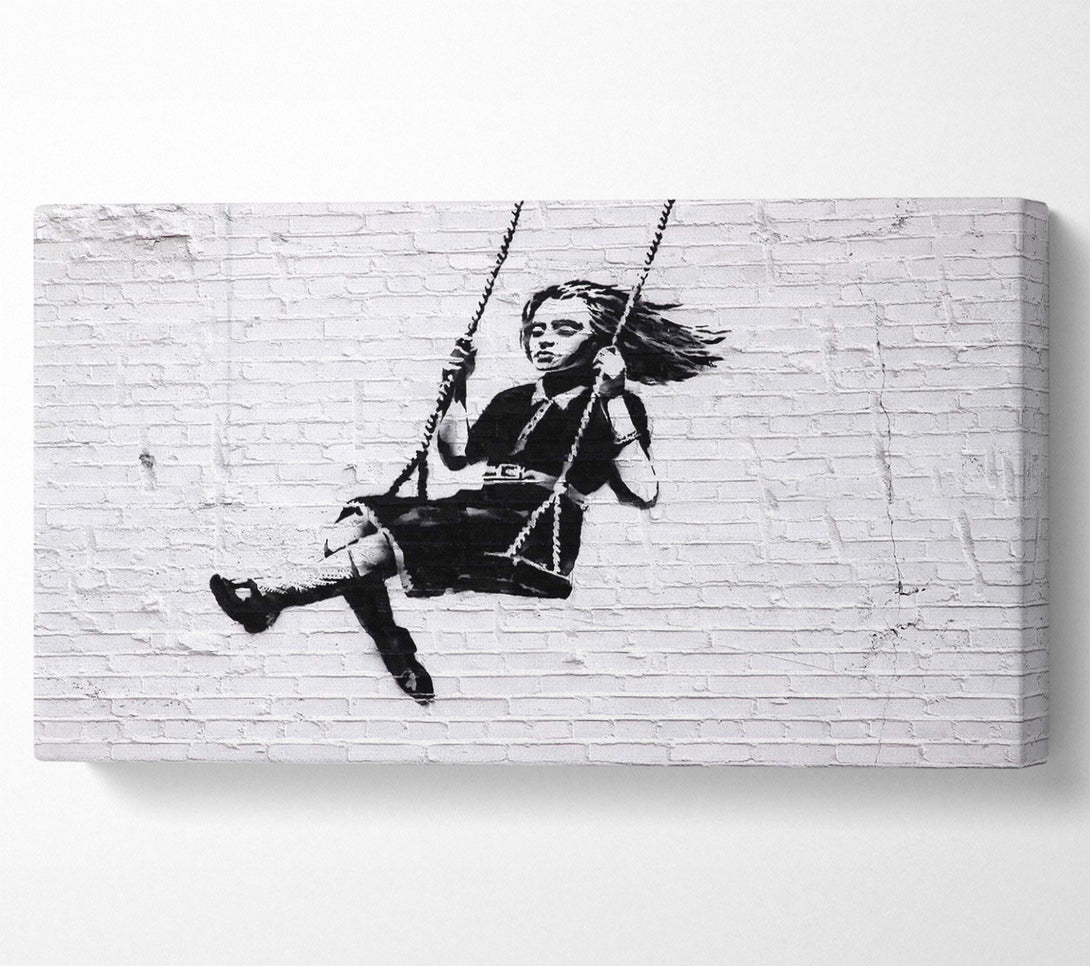  A Canvas Print of Banksy Girl On Swing Canvas Art