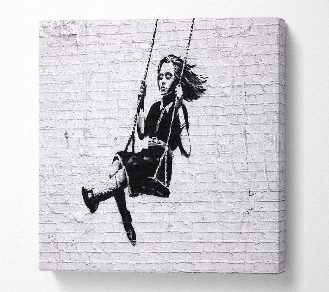  A Canvas Print of Banksy Girl On Swing Canvas Art